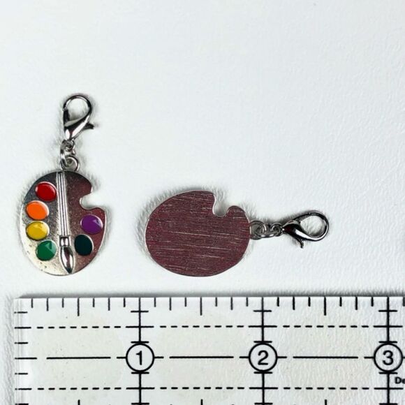 Artist Paint Palette Zipper Charm Antique Silver Plated Zinc Alloy Lobster Clasp - Picture 7 of 7